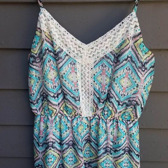 Maurices Blue Print Maxi Dress with Spagetti Straps size Medium - Picture 3 of 8